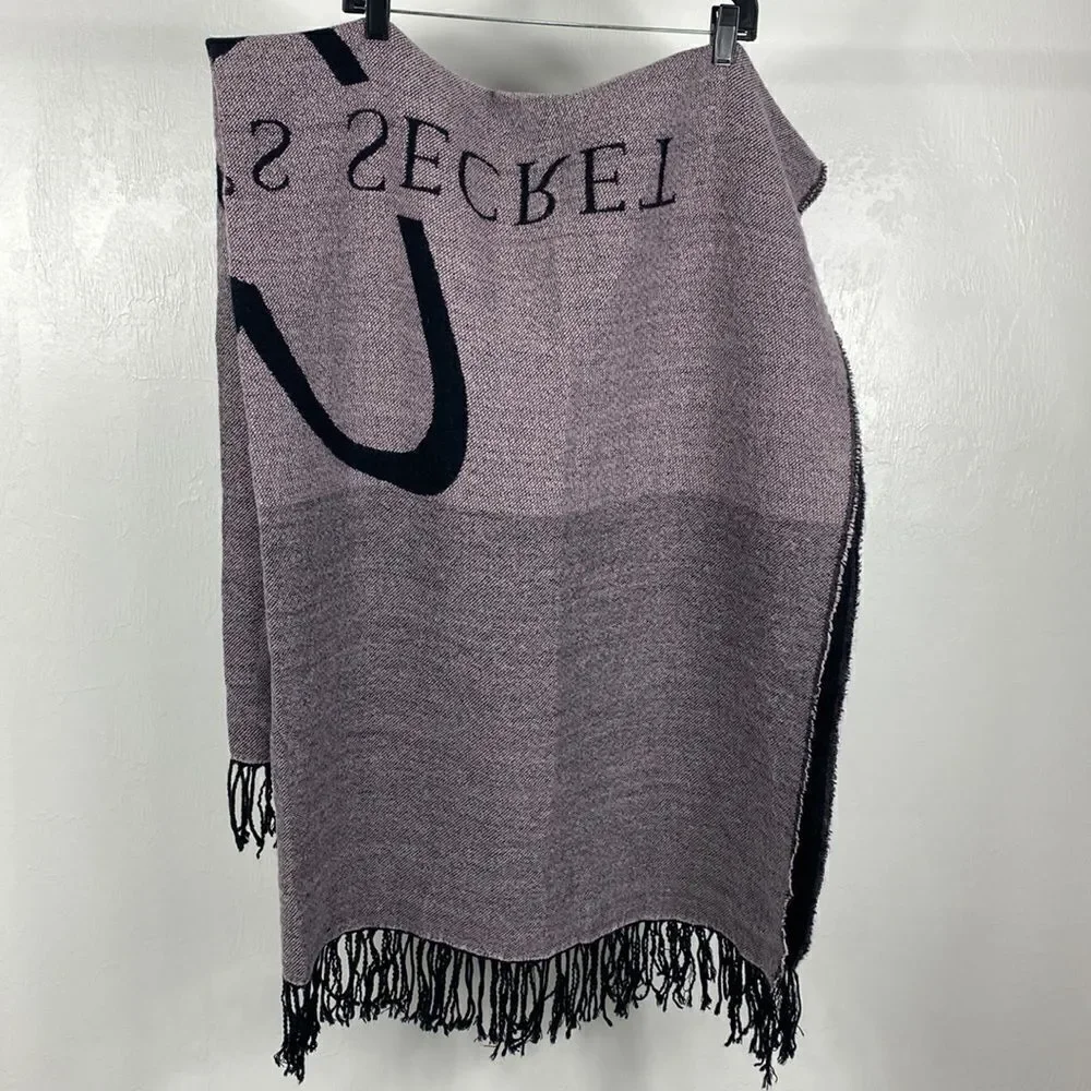 Victoria’s Secret black and pink throw blanket with fringe